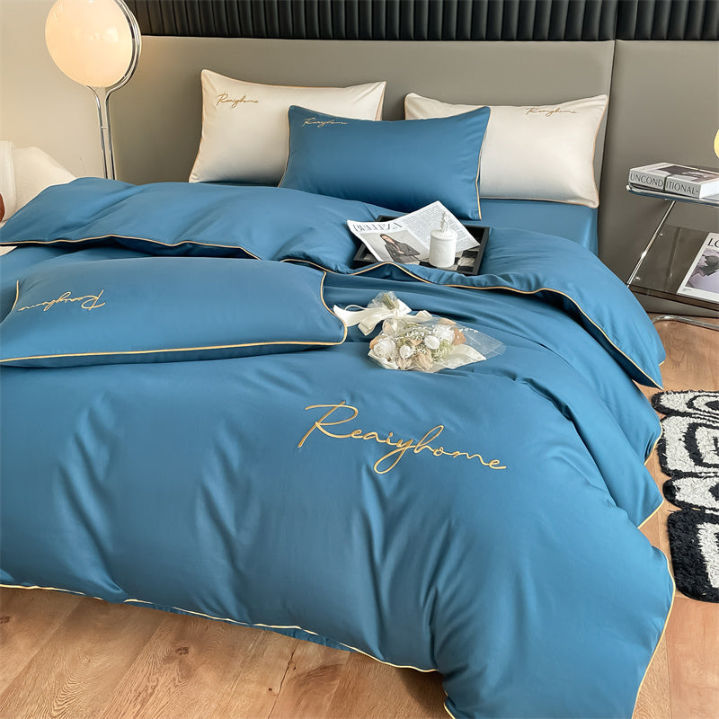 60-Thread Long-Staple Cotton Double Splice Embroidery Luxe Series Single Bed Sheet - Multi-Color Options