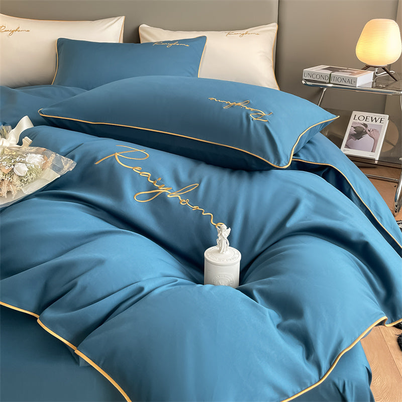 60-Thread Long-Staple Cotton Double Splice Embroidery Luxe Series Single Bed Sheet - Multi-Color Options