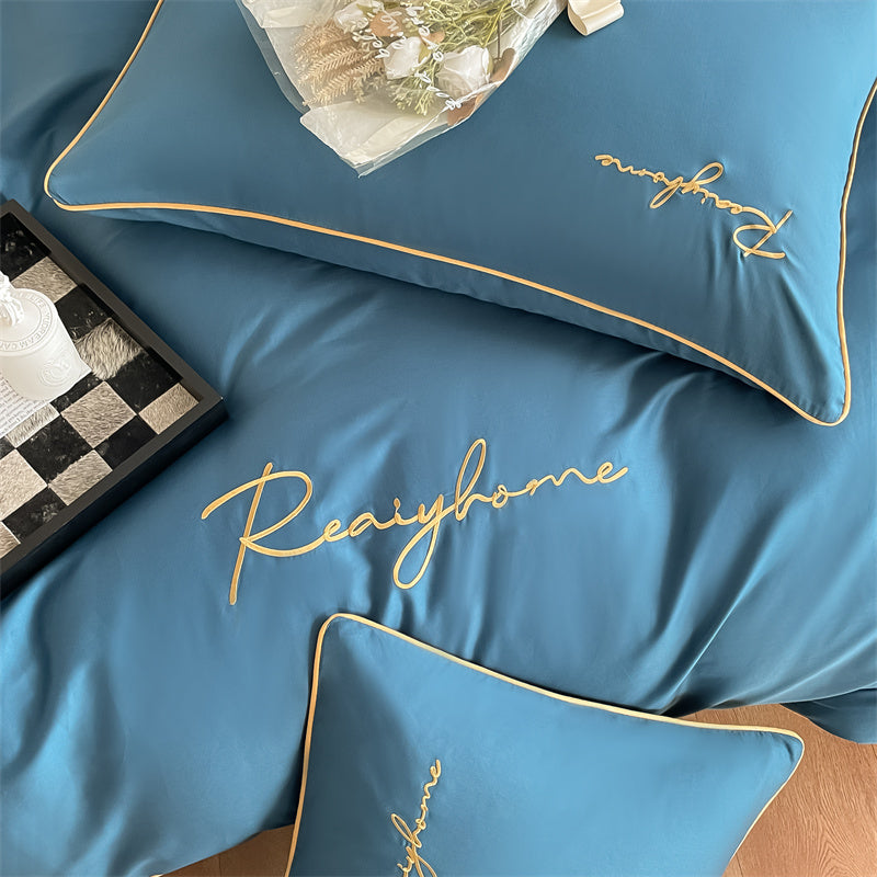 60-Thread Long-Staple Cotton Double Splice Embroidery Luxe Series Single Bed Sheet - Multi-Color Options