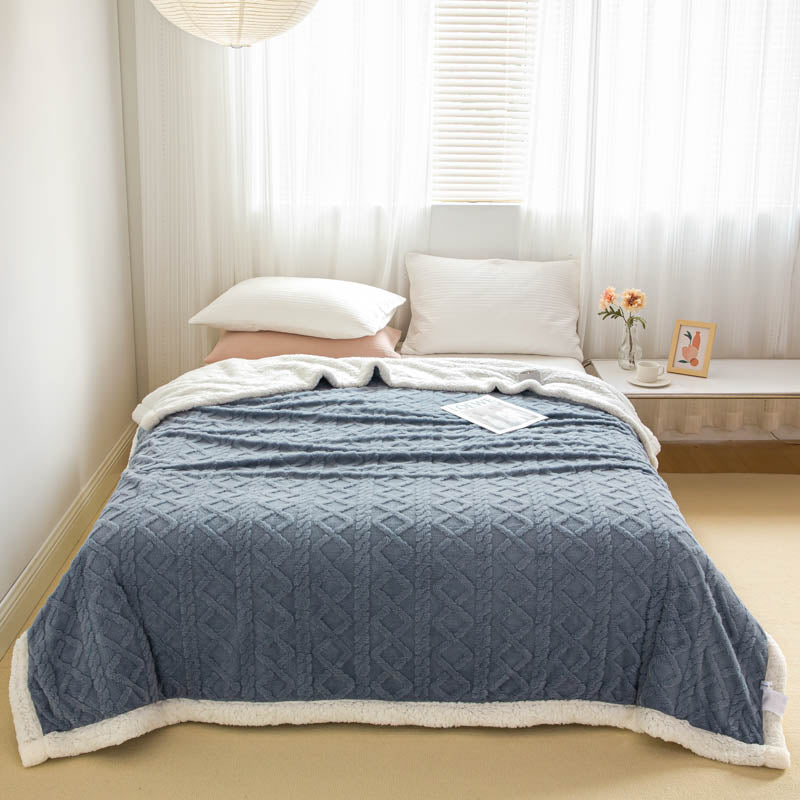 AB Jacquard Taffeta Lamb Velvet Blanket Comfortable Cotton Fleece Blanket