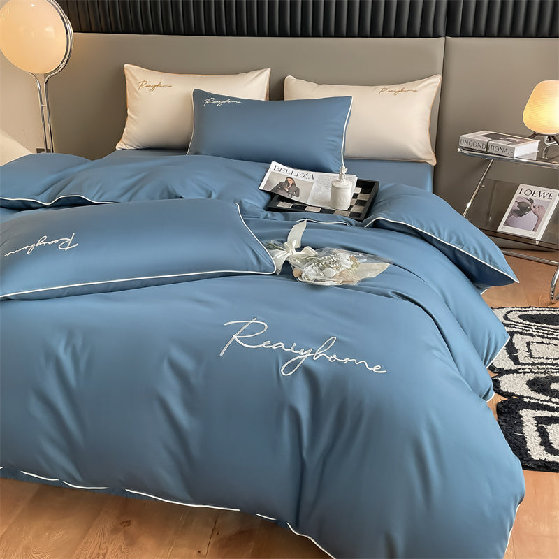 60-Thread Long-Staple Cotton Double Splice Embroidery Luxe Series Single Bed Sheet - Multi-Color Options