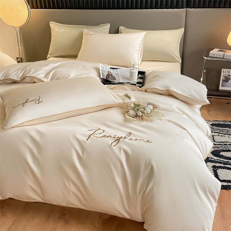 60-Thread Long-Staple Cotton Double Splice Embroidery Luxe Series Two-Piece Bed Sheet Set - Multi-Color Options