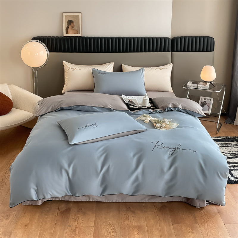 60-Thread Long-Staple Cotton Double Splice Embroidery Luxe Series Three-Piece Bed Sheet Set - Multi-Color Options