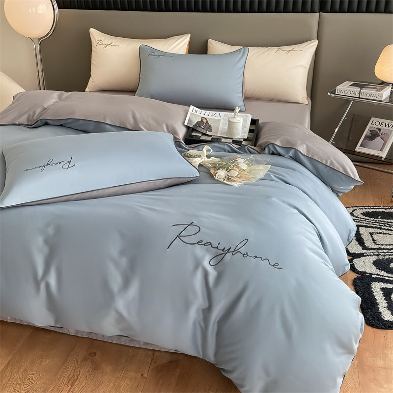 60-Thread Long-Staple Cotton Double Splice Embroidery Luxe Series Single Bed Sheet - Multi-Color Options