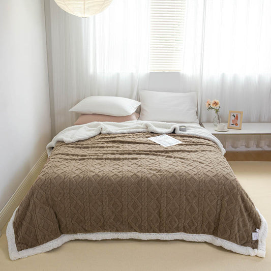 AB Jacquard Taffeta Lamb Velvet Blanket Comfortable Cotton Fleece Blanket