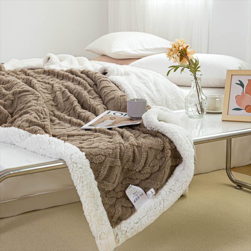 AB Jacquard Taffeta Lamb Velvet Blanket Comfortable Cotton Fleece Blanket