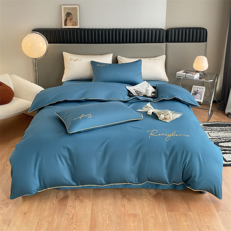 60-Thread Long-Staple Cotton Double Splice Embroidery Luxe Series Single Bed Sheet - Multi-Color Options