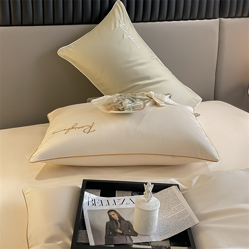 60-Thread Long-Staple Cotton Double Splice Embroidery Luxe Series Three-Piece Bed Sheet Set - Multi-Color Options