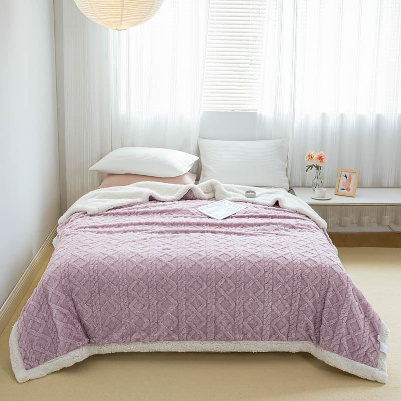 AB Jacquard Taffeta Lamb Velvet Blanket Comfortable Cotton Fleece Blanket
