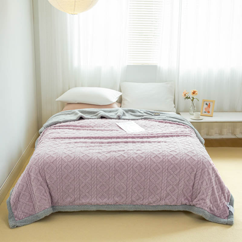 AB Jacquard Taffeta Lamb Velvet Blanket Comfortable Cotton Fleece Blanket