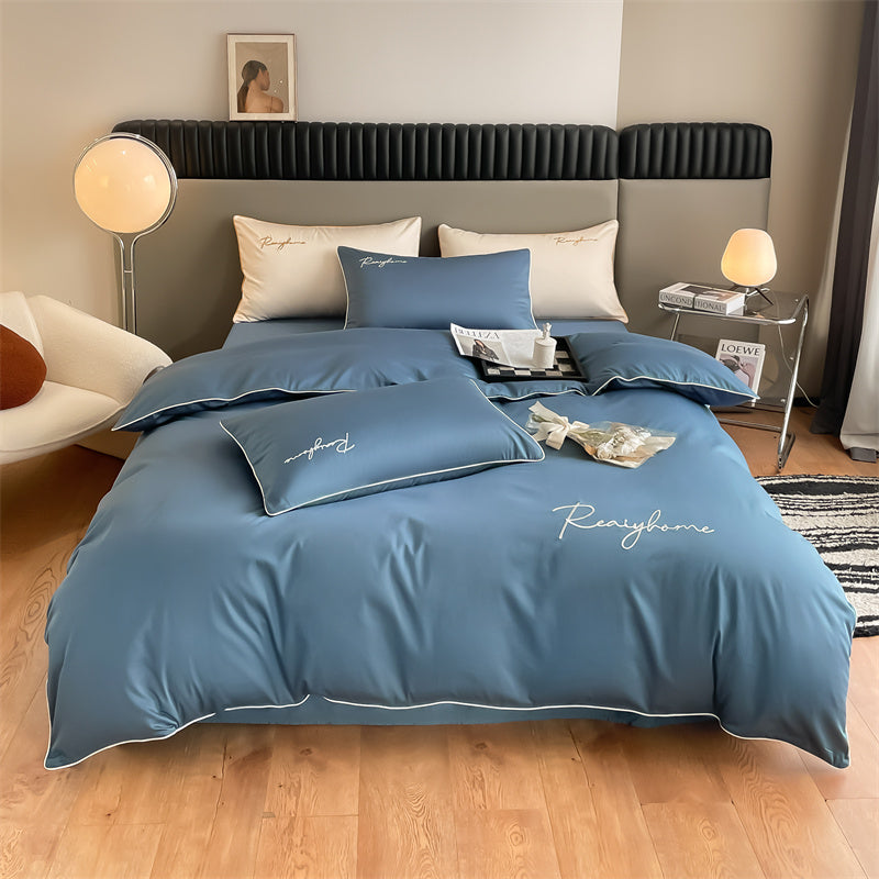 60-Thread Long-Staple Cotton Double Splice Embroidery Luxe Series Three-Piece Bed Sheet Set - Multi-Color Options